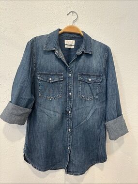 J. Crew Denim Button-Down Shirt in Blue